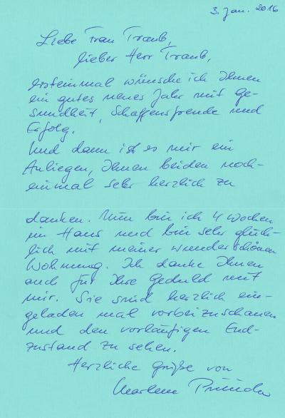 Abbildung des handschriftlichen Briefes von Frau Marlene P.