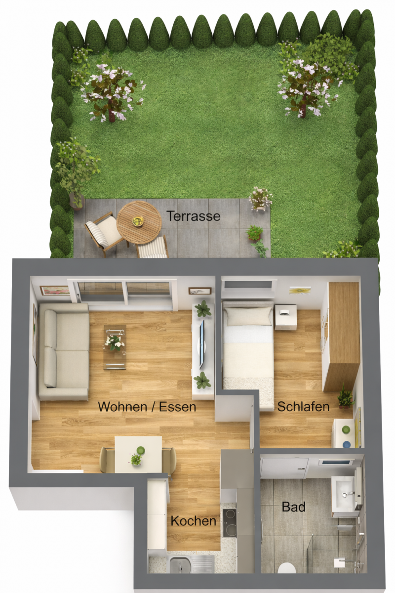 Grundriss Whg 4 mit 2 Zimmern