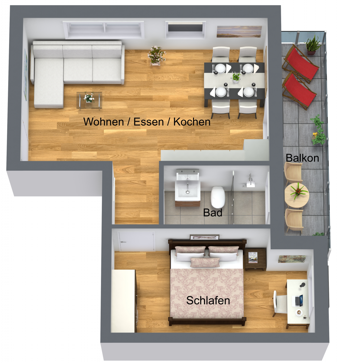 Grundriss 2-Zimmer-Wohnung Nr. 4